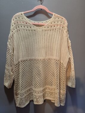 Open Knit Cream Pullover Sweater